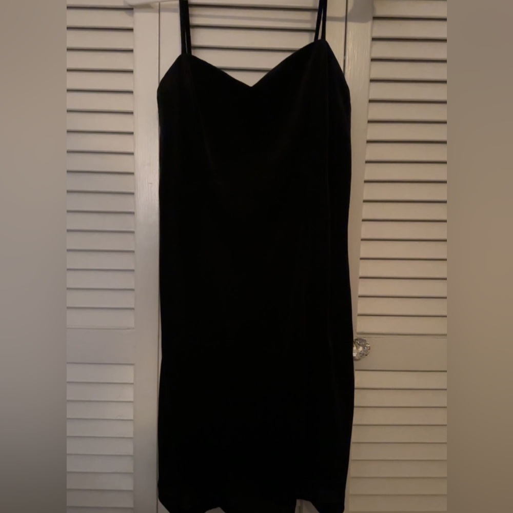 vintage thrifted 90s velvet strappy mini dress